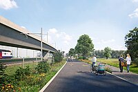 Verdrängen E-Bikes die normalen Fahrräder? Visualisierung einer geplanten Velobahn in Wallisellen bei Zürich.