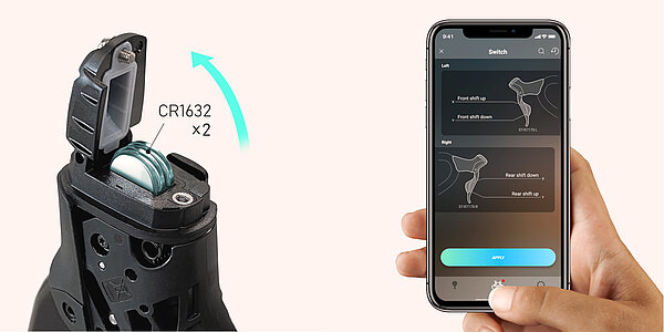 Bild eines Smartphones mit geöffneter App von Shimano.