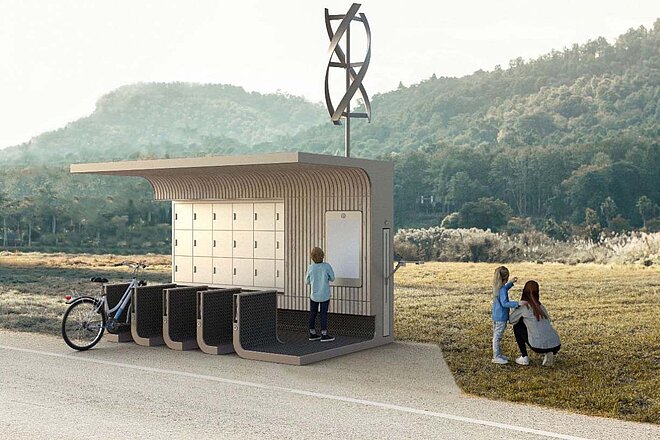 Solarbetriebene E-Bike Ladestation von Fend Solar.