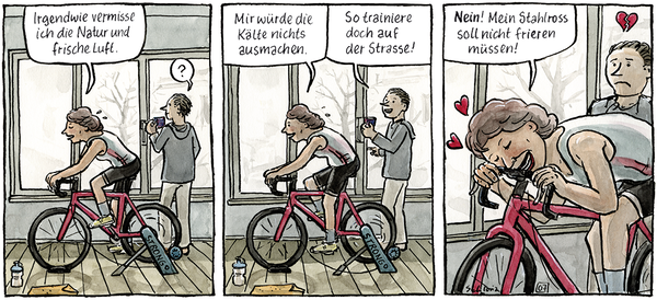 Trainieren im Trockenen, des geliebten Zweirads wegen.