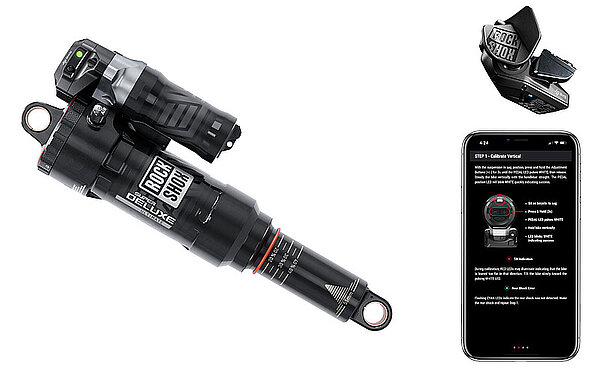 Dämpfer von Rock Shox und ein Smartphone