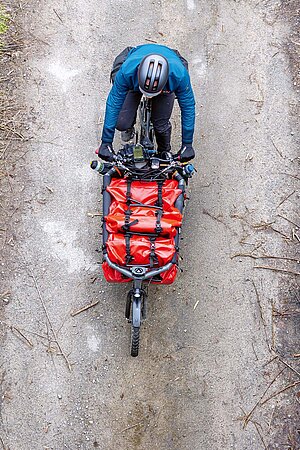 Gunnar Fehlau Workation. Cargobike mit vielen Taschen. 