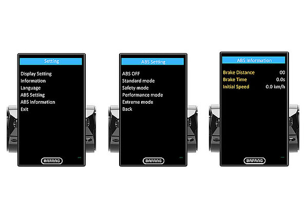 Blubrake E-Bike ABS. Display eines E-Bikes mit Bafang-Motor.