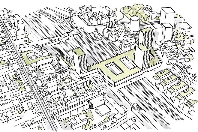 Plan einer Überbauung in Basel