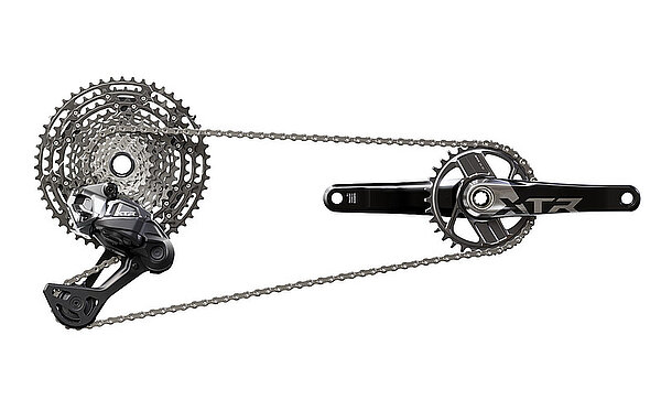 Kassette, Umwerfer und Kurbel einer XTR-Schaltung für Mountainbikes von Shimano