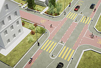 Illustrationen der Velokonferenz Schweiz zeigen gute Veloinfrastruktur.