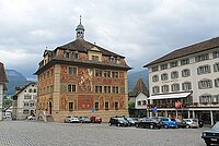 Brockes Rauthaus am Hauptplatz in Schwyz mit Malereien von Ferdinand Wagner.